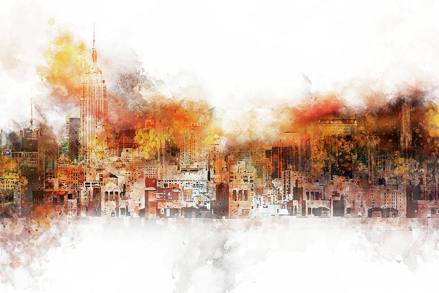 NYC Watercolor Collection - The Skyline Mixed Media by Philippe HUGONNARD