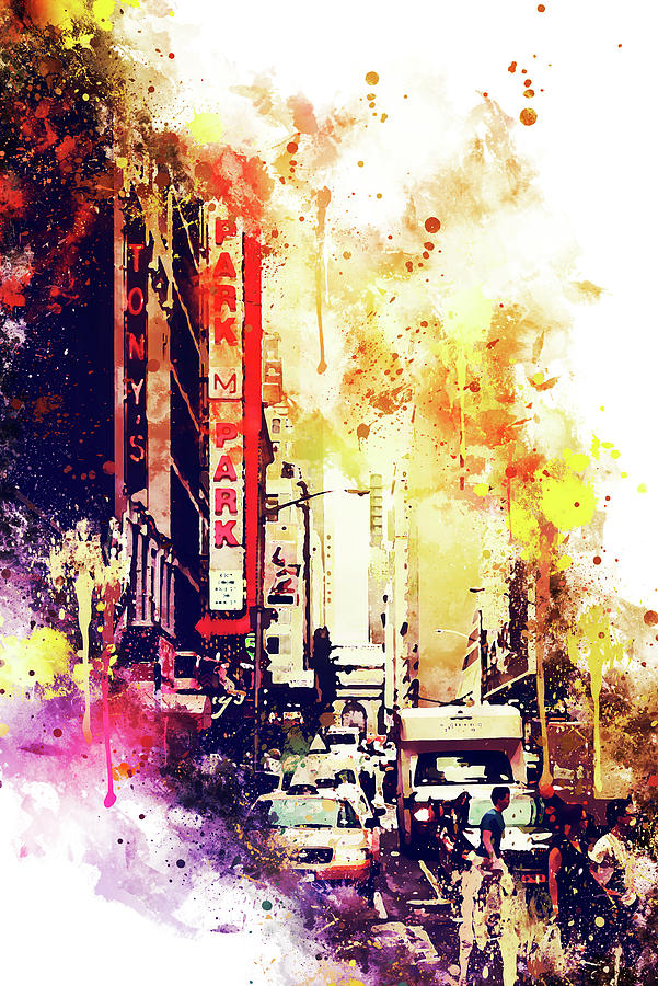 New York City Mixed Media - NYC Watercolor Collection - Urban Atmosphere by Philippe HUGONNARD