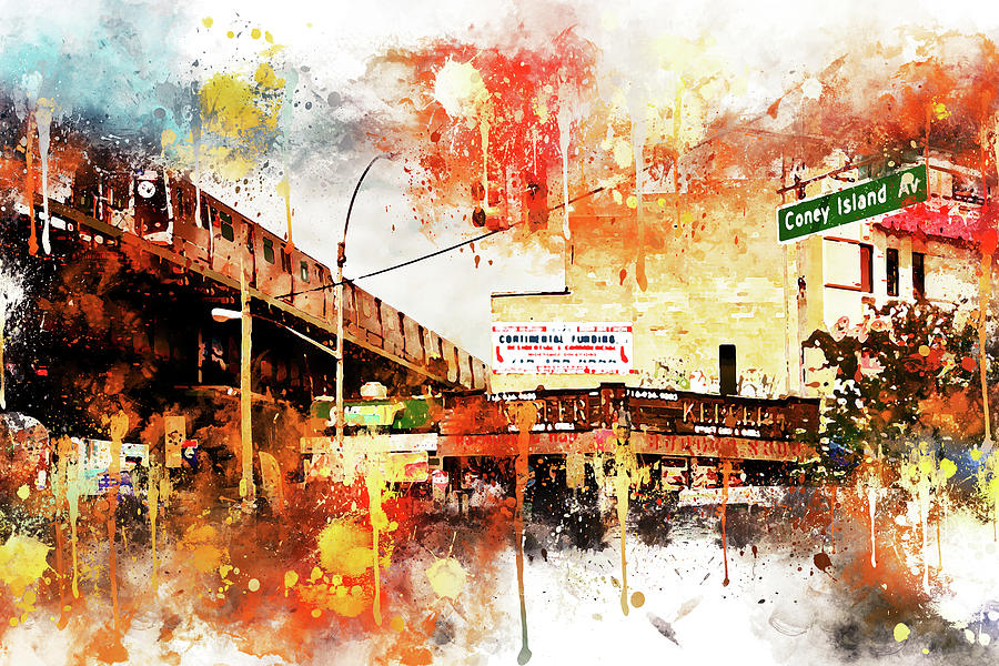New York City Mixed Media - NYC Watercolor Collection - Urban Traffic by Philippe HUGONNARD