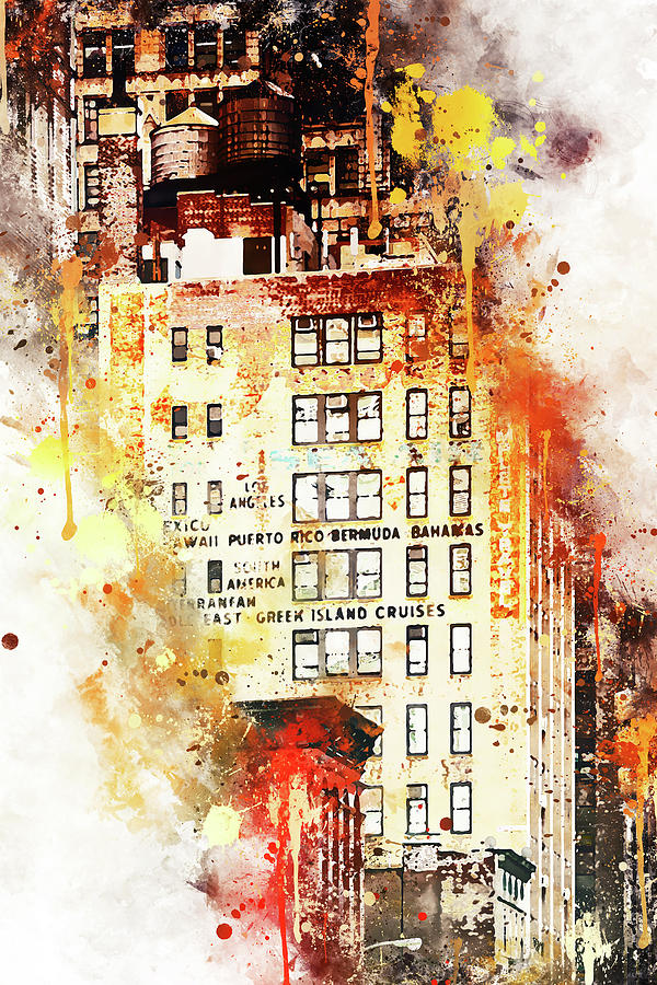 NYC Watercolor Collection - US Building Mixed Media by Philippe HUGONNARD