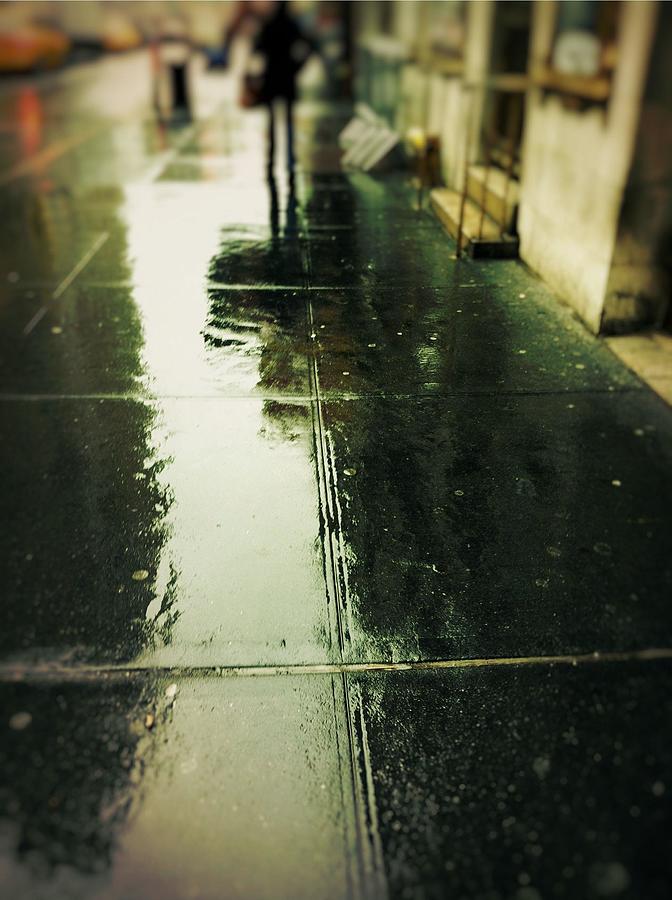 Urban Photograph - NYC wet street by Tricia Miho