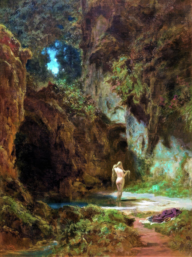 Nymph in the bath - Digital Remastered Edition Painting by Carl ...