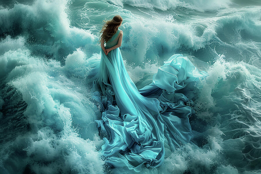Nymph of Sea - Merging into waves Digital Art by Lilia S