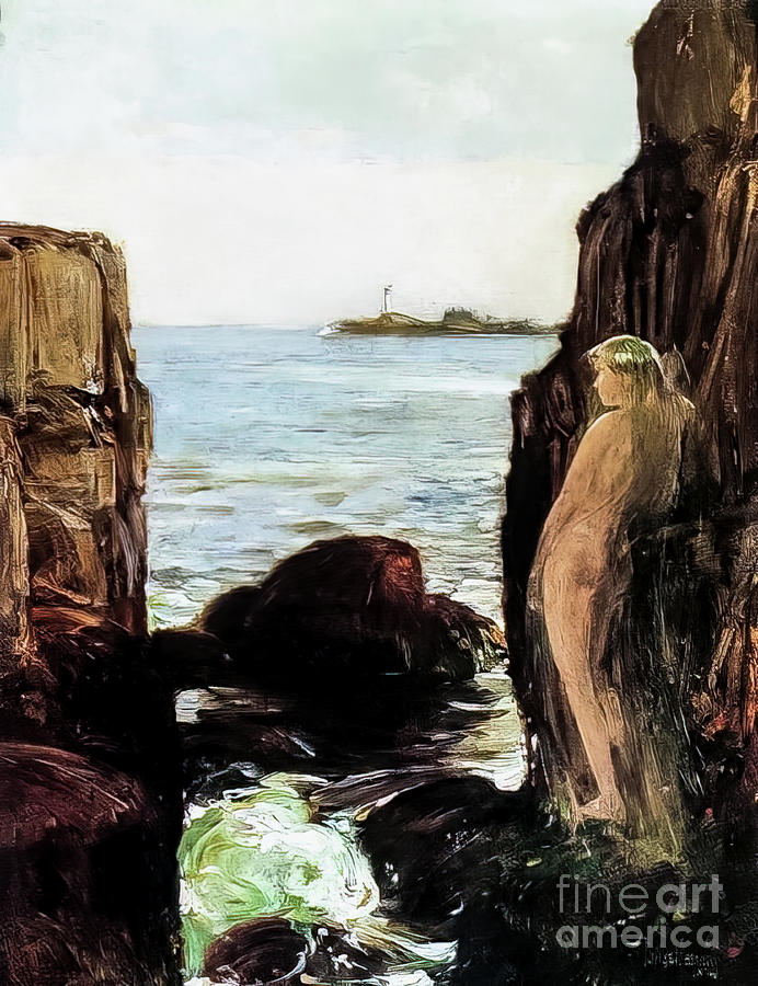 Nymph On A Rocky Ledge By Childe Hassam 1886 Painting
