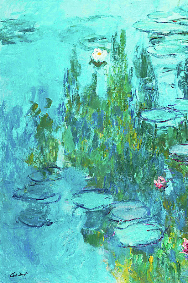 Nympheas blue water lilies pond Part 1 Painting by JJ Art Collections ...