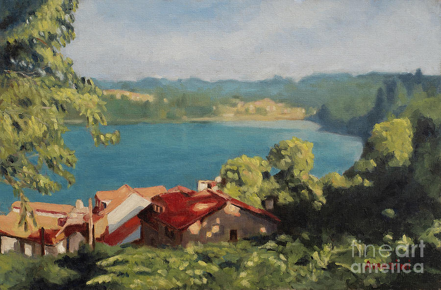 O Banho Mugardos Galicia Spain Oil on Canvas Panel Painting by Pablo Avanzini