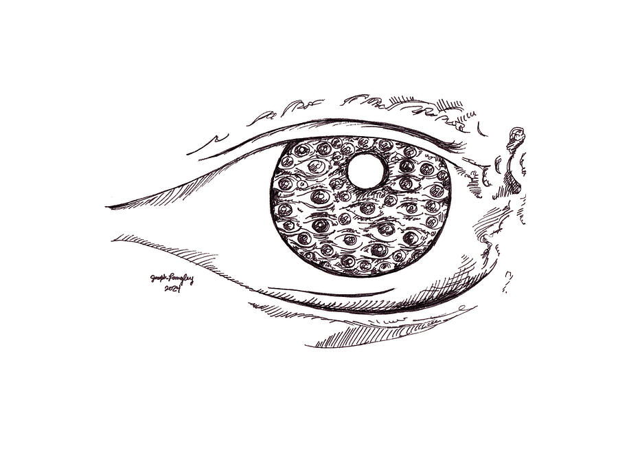 Black And White Drawing - O eye of eyes - February 2024 by Joseph A Langley