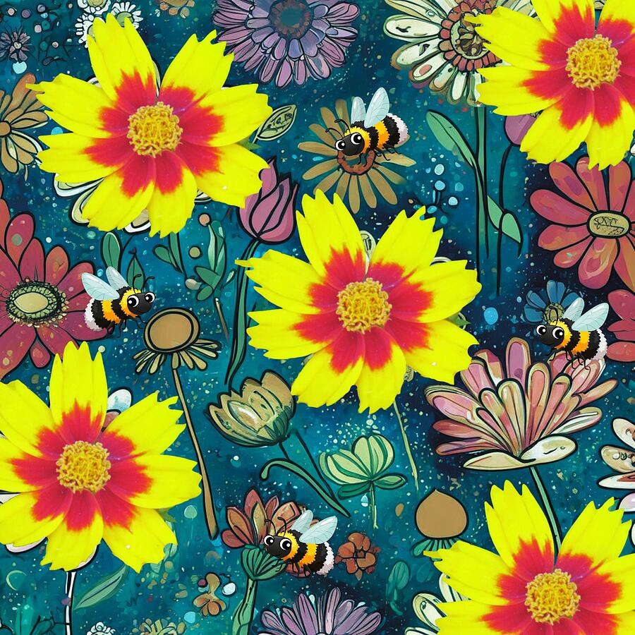 OAFD Flowers and Bees 2024 Digital Art by Cindys Creative Corner OAFD Flowers and Bees 2024 Digital Art by Cindys Creative Corner