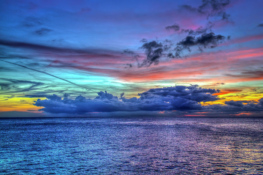Oahu Hawaii Majestic Rainbow Colored Sunset 8 Pacific Ocean Seascape Art Photograph by Reid Callaway