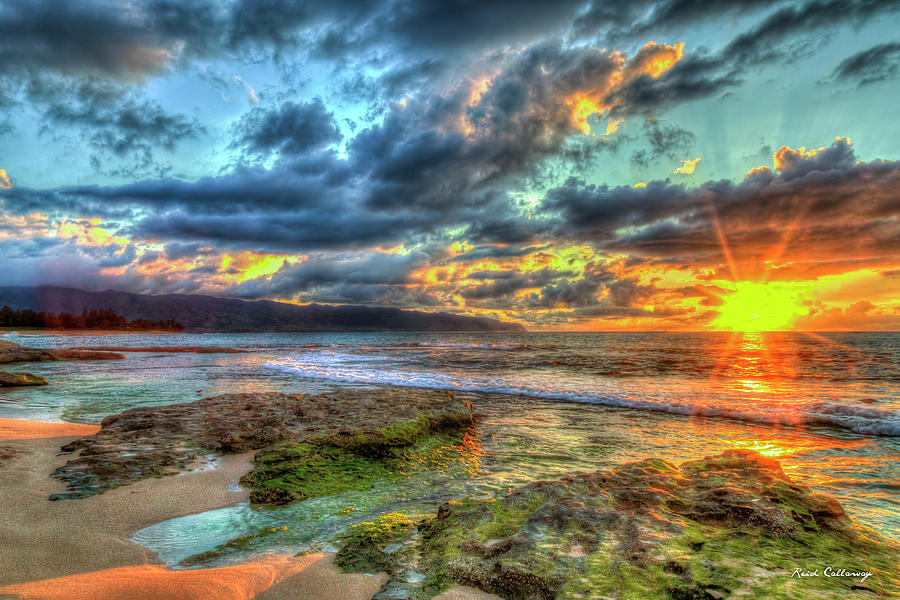 Oahu Hawaii North Shore Sunset 8 Pacific Ocean Seascape Art  Photograph by Reid Callaway
