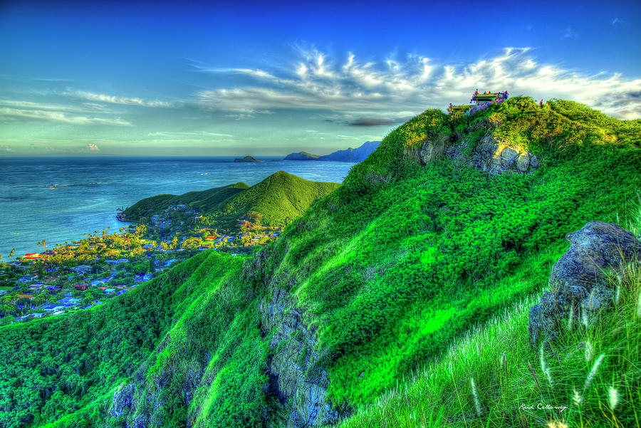 Oahu HI Lanikai Beach Pillbox Hike 888 Kaiwa Ridge Trail Landscape Seascape Art Photograph by Reid Callaway