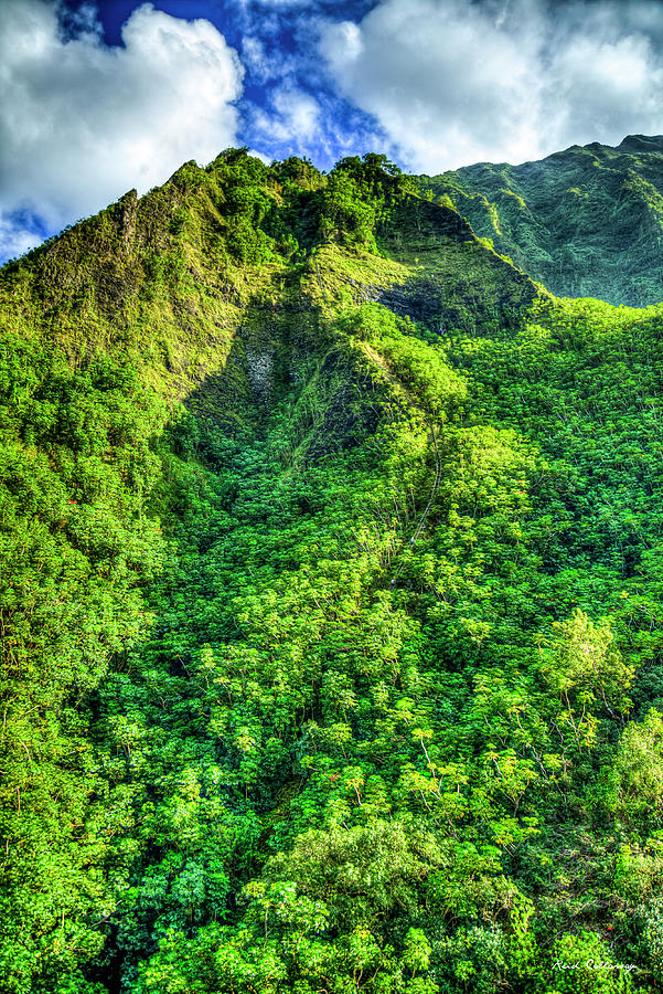Oahu Hawaii Stairway To Heaven 2 Haiku Ladder Landscape Hiking Trail Art Photograph by Reid Callaway