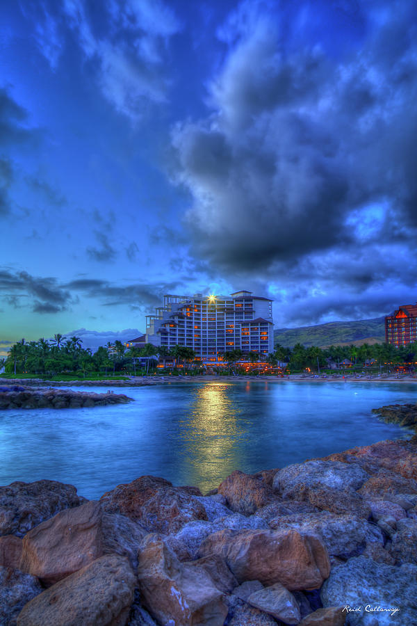 Oahu HI Four Seasons Resort Ko Olina Sunset Lagoon Landscape Seascapes Art  Photograph by Reid Callaway