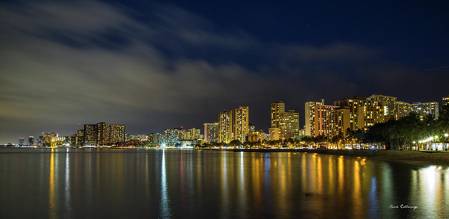 Oahu HI Honolulu Waikiki Reflections Cityscape Seascape Architectural Art  Photograph by Reid Callaway