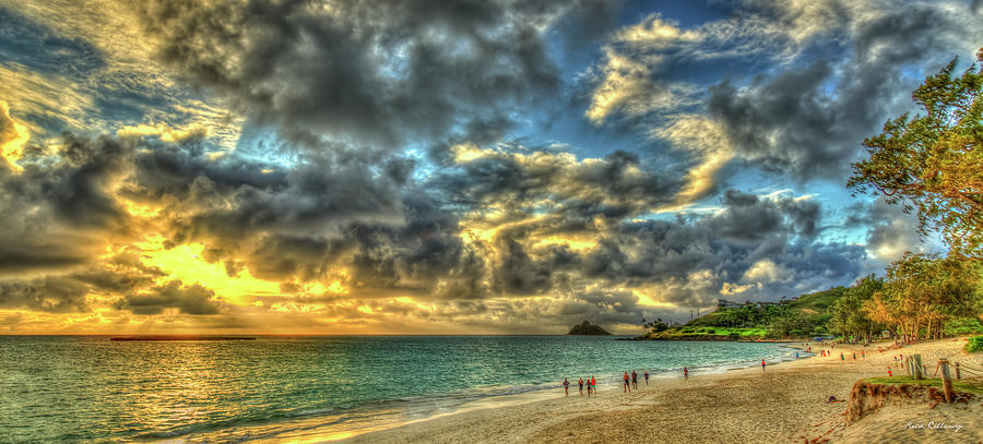 Oahu HI Kailua Beach Park Panorama Sunrise Pacific Ocean Seascape Art Photograph by Reid Callaway