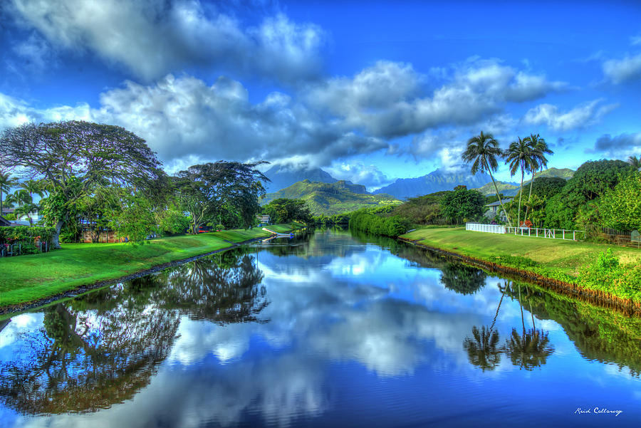 Oahu HI Majestic Kawainui Canal Reflections Kailua Oneawa Street Bridge Landscape Art Photograph by Reid Callaway