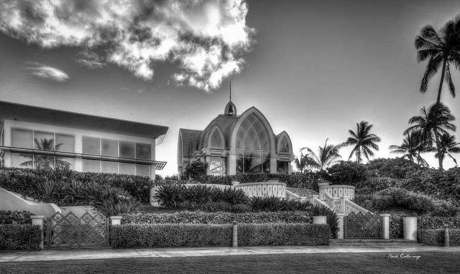 Oahu HI Ko Olina Chapel BW Place Of Joy Wedding Venue Architectural Landscape Art Photograph by Reid Callaway