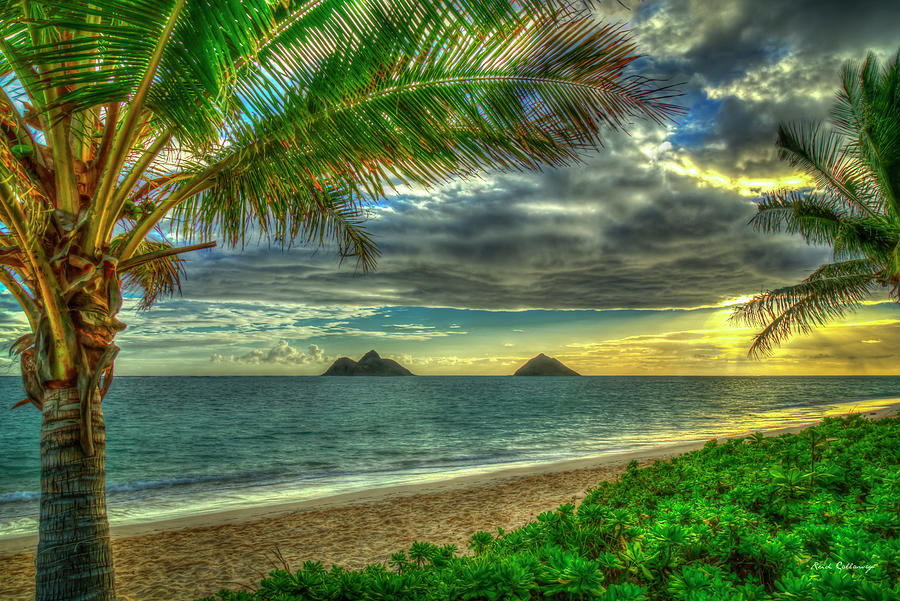 Mokulua Islands Photograph - Oahu HI Lanikai Beach Mokulua Islands Sunrise Landscape Seascape Art by Reid Callaway