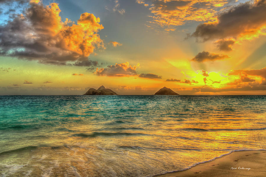 Oahu HI Lanikai Beach Resplendent Sunrise 5 Hawaii Seascape Art Photograph by Reid Callaway