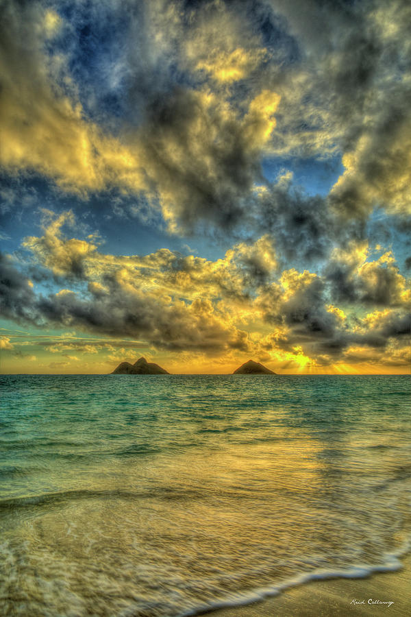 Oahu Hi Lanikai Beach Sunrise 8 Mokulua Islands Seascape Art Photograph