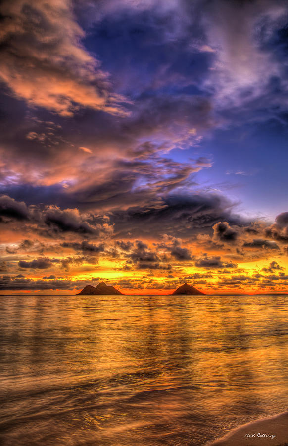 Lanikai Beach Sunrise Photograph - Oahu HI Lanikai Beach Sunrise Resplendent Light Hawaii Seascape Art  by Reid Callaway