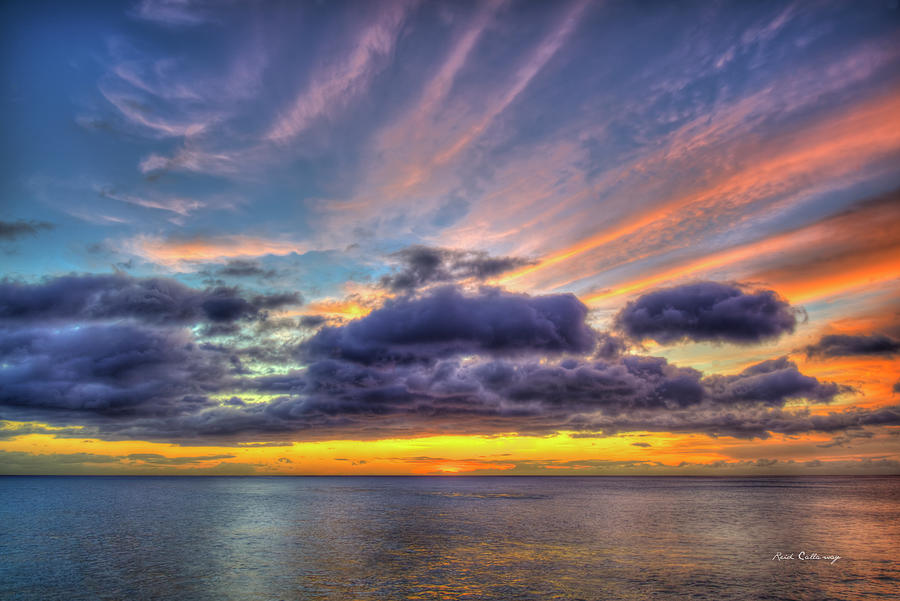 Oahu HI Majestic Beach 888 Sunset Pacific Ocean Seascape Art Photograph by Reid Callaway