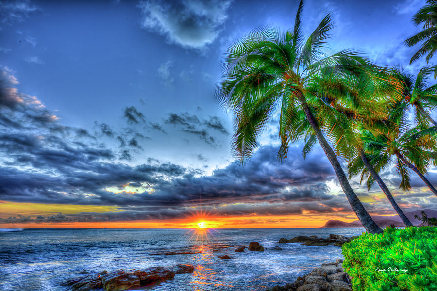 Oahu Hi Secret Beach Sunset Palms Ko Olina Resort And Marina Landscape Architectural Art Photograph