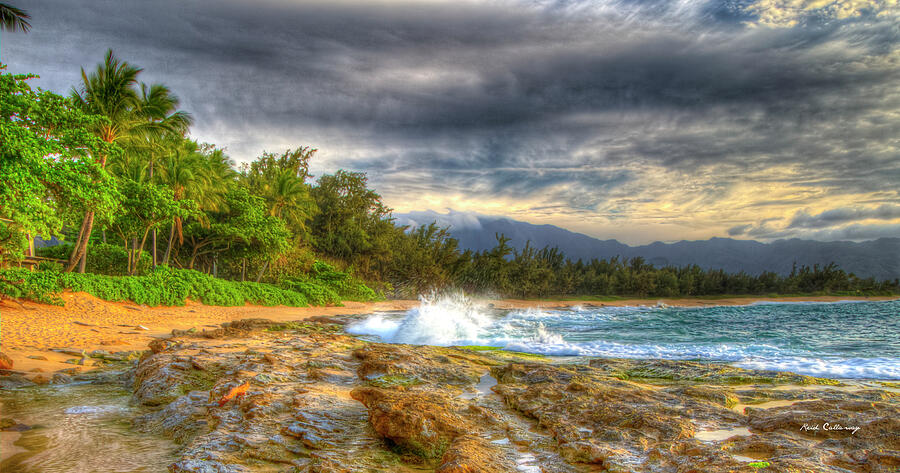Oahu HI The Curve 888 Papailoa Beach North Shore Lava Rocks Landscape Seascape Photograph by Reid Callaway