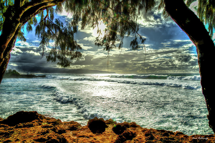 Oahu HI Three Table Beach North Shore Punishment Landscape Seascape Art Photograph by Reid Callaway