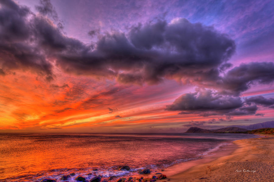 Oahu HI Tracks Beach Magnificent Lines Sunset Seascape Art Photograph ...