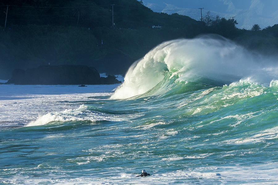 North Shore Photograph - Oahu HI Waimea Bay North Shore Waves Surfing Seascape Art by Reid Callaway