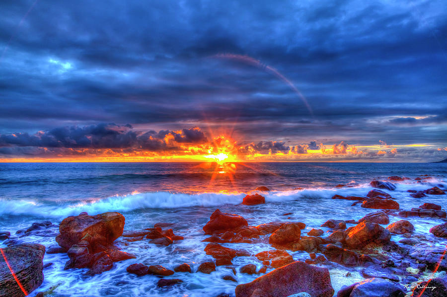 Oahu HI West Side Story Track Beach Sunset Seascape Art Photograph by Reid Callaway