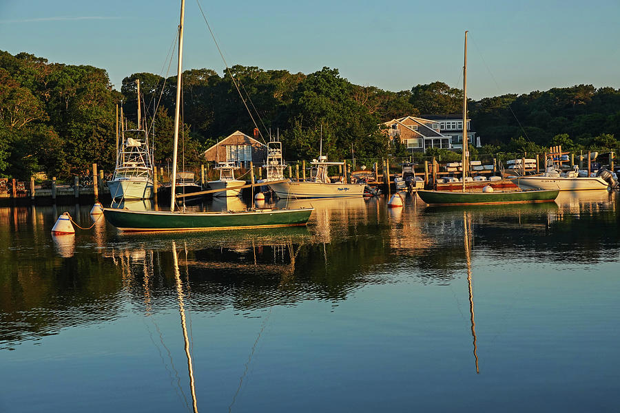 Oak Bluffs Harbor Green Boats Oak Bluffs Massachusetts Photograph by Toby McGuire