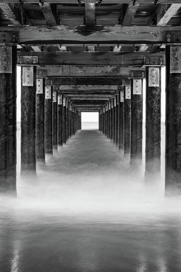 Oak Bluffs Pier in Black and White Photograph by Kristen Wilkinson