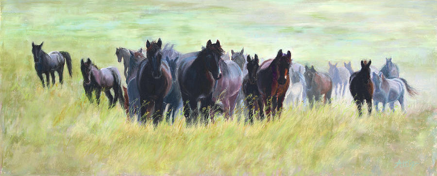 Oak Creek Wild Horses Pastel by Lynn Attig | Pixels