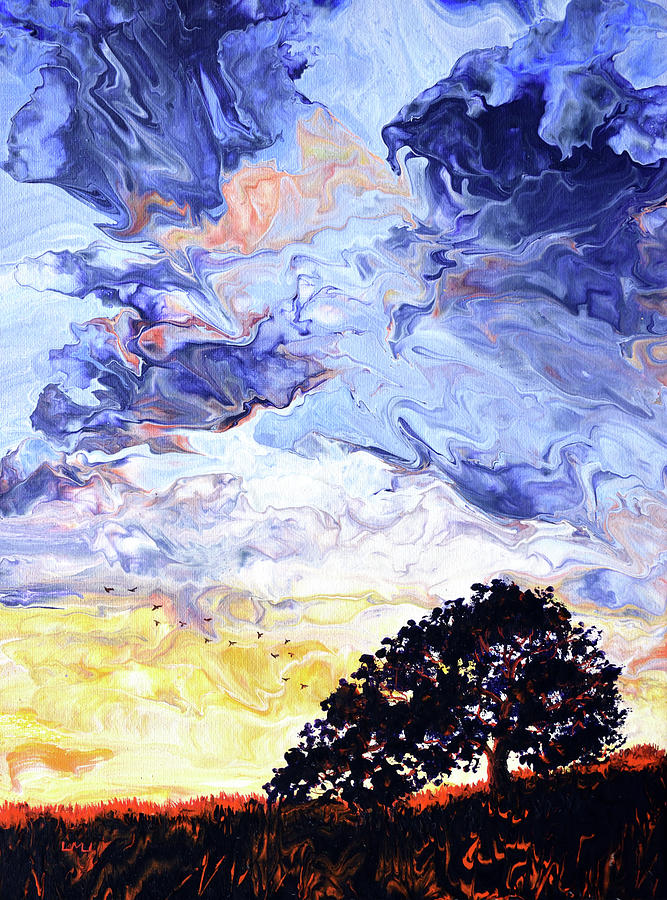 Oak Tree in the Dawn Breeze Painting by Laura Iverson