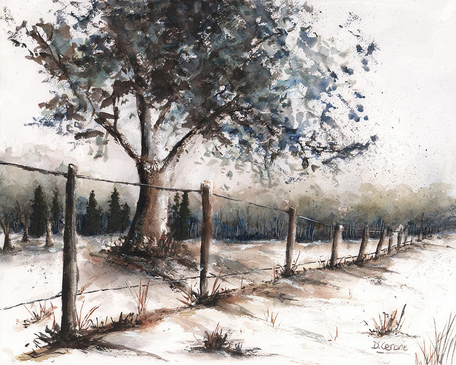 Oak Tree In Winter Painting by Debbie Cerone