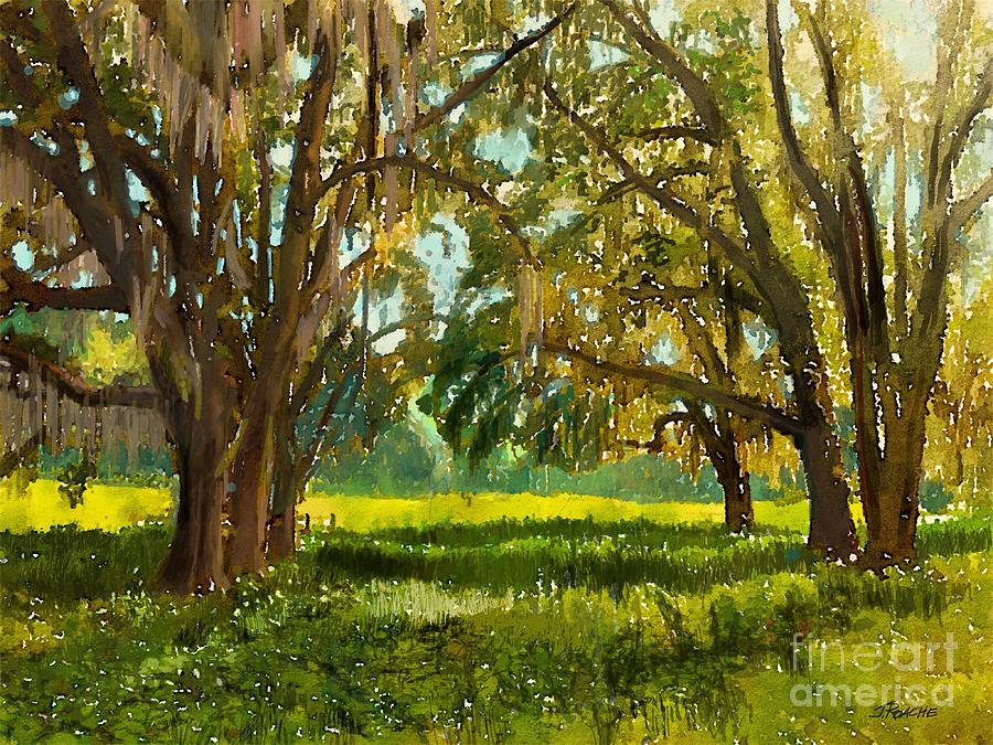 Oak Trees with Moss Digital Art by Joe Roache