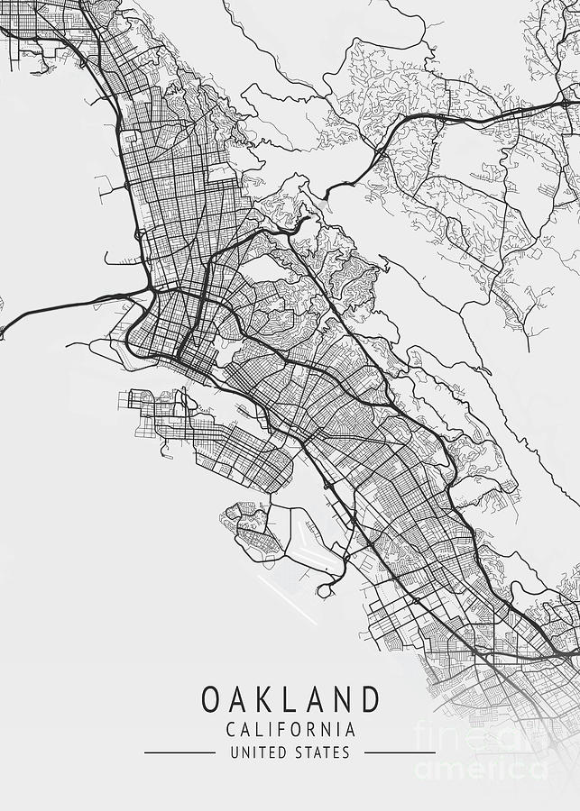 Oakland California Us Gray City Map Digital Art By Tien Stencil Fine Art America 7817
