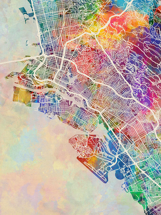 Oakland California City Street Map #73 Digital Art by Michael Tompsett