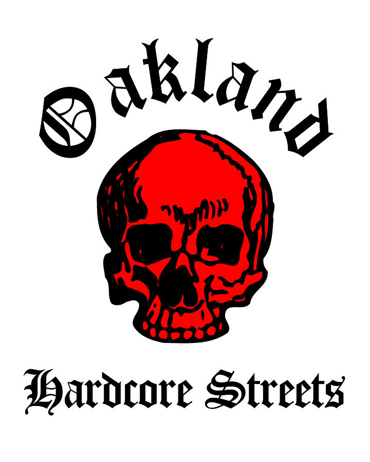 Oakland California Hardcore Streets Urban Streetwear Red Skull, Super Sharp PNG Drawing by Kathy Anselmo