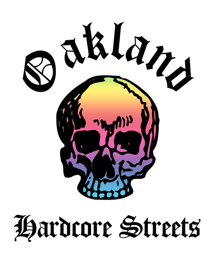 Oakland California Hardcore Streets Urban Streetwear Spectrum Skull, Super Sharp PNG Drawing by Kathy Anselmo
