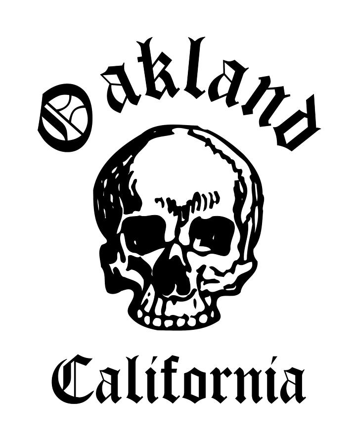 Oakland California Hardcore Streets Urban Streetwear White Skull, Super Sharp PNG 2 Drawing by Kathy Anselmo