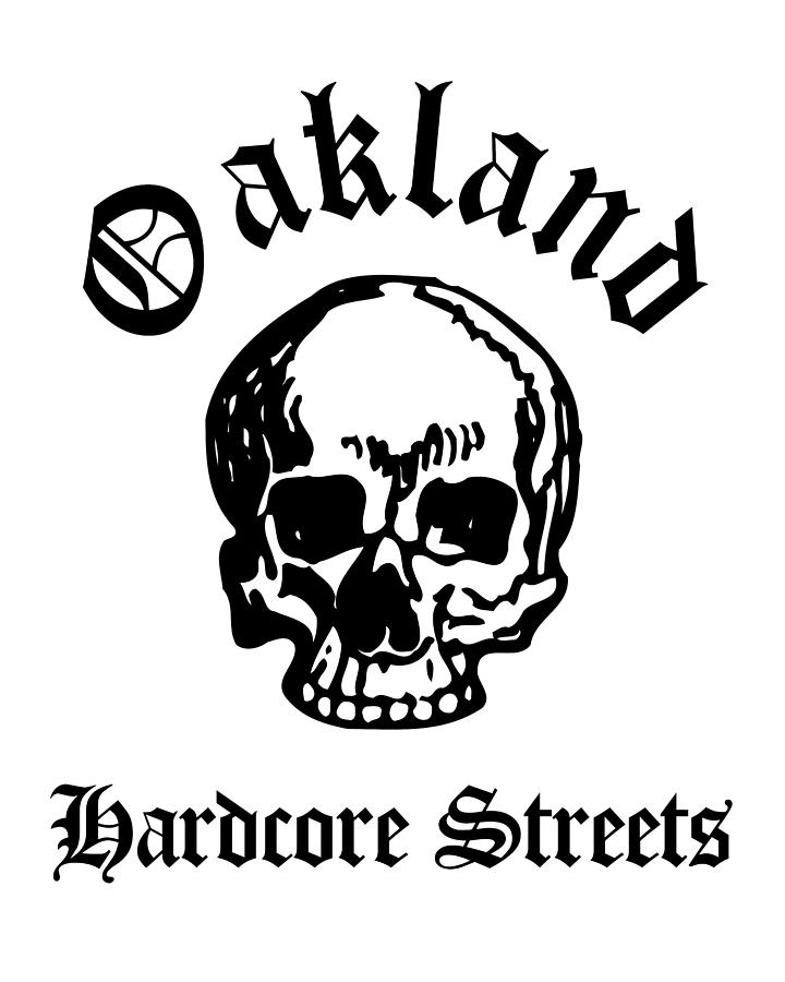 Oakland California Hardcore Streets Urban Streetwear White Skull, Super Sharp PNG Drawing by Kathy Anselmo