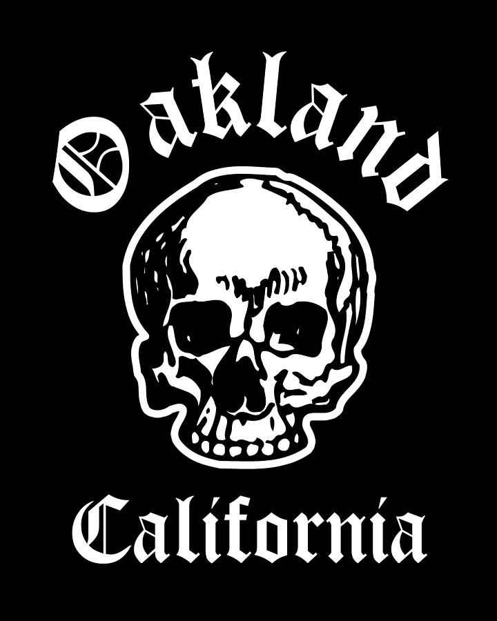 Oakland California Hardcore Streets Urban Streetwear White Skull, White Text Super Sharp PNG 3 Photograph by Kathy Anselmo
