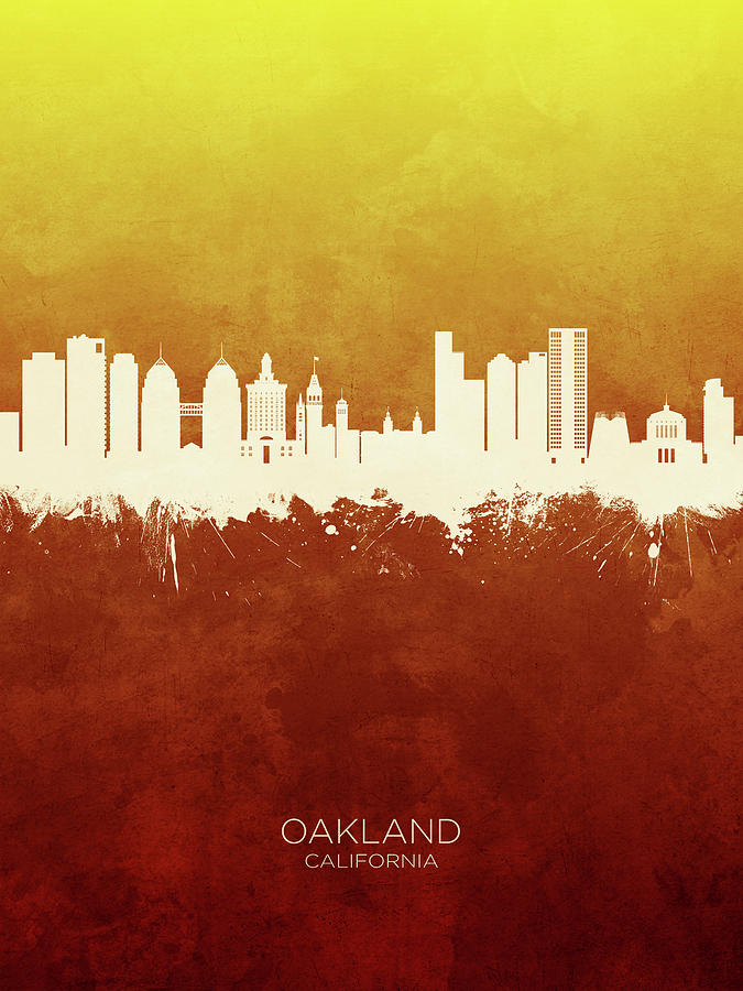 Oakland Digital Art - Oakland California Skyline #31 by Michael Tompsett