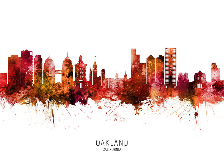 Oakland California Skyline #64 Digital Art by Michael Tompsett
