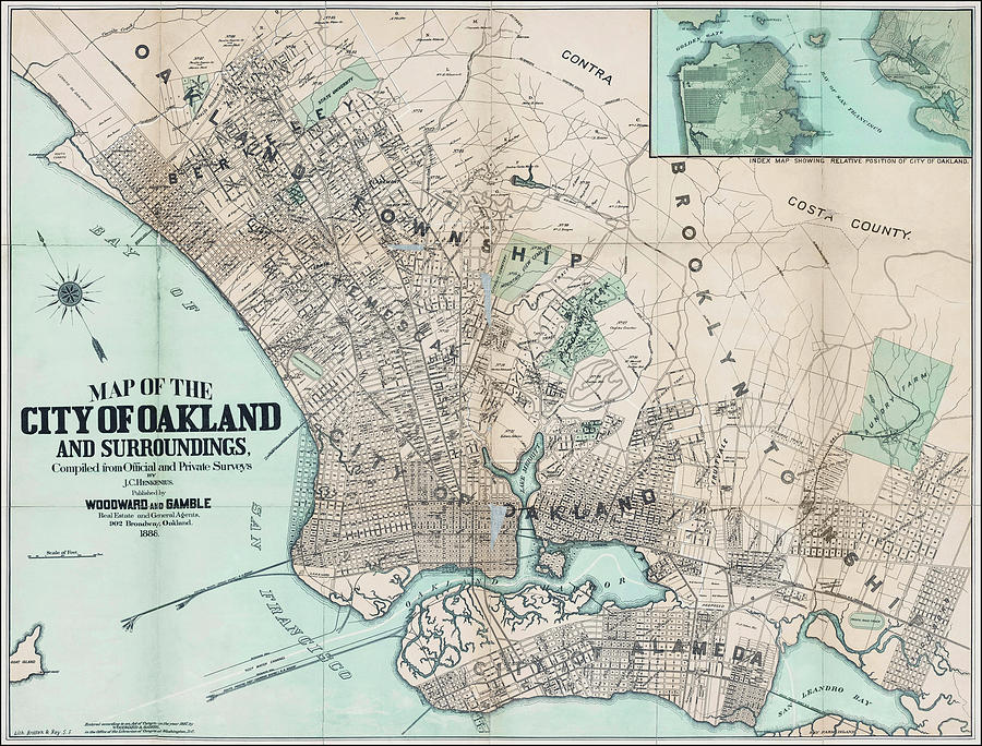 Oakland Photograph - Oakland California Vintage Map 1888 by Carol Japp
