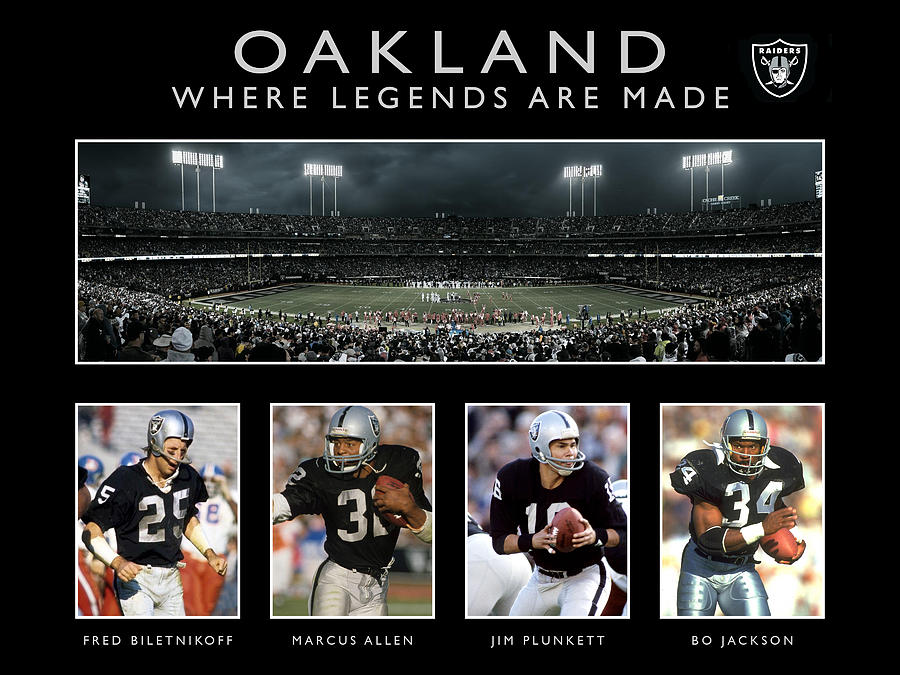 Marcus Allen Oakland Raiders Football Illustrated Art Poster 