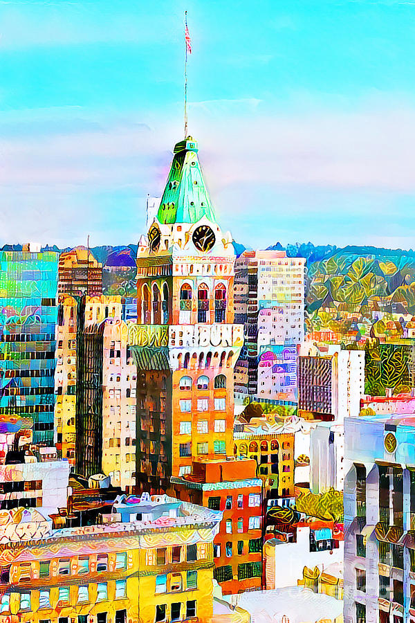 Oakland Photograph - Oakland Tribune in Bright Contemporary Vibrant Happy Colors 20200504 by Wingsdomain Art and Photography